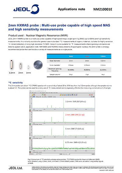 2mm HXMAS probe Multi-use probe capable of high speed MAS and high sensitivity measurements_NM210001E